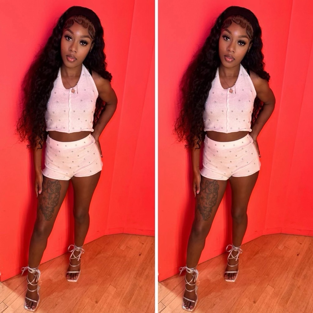 Stylish Cream Women's 2-piece shorts set